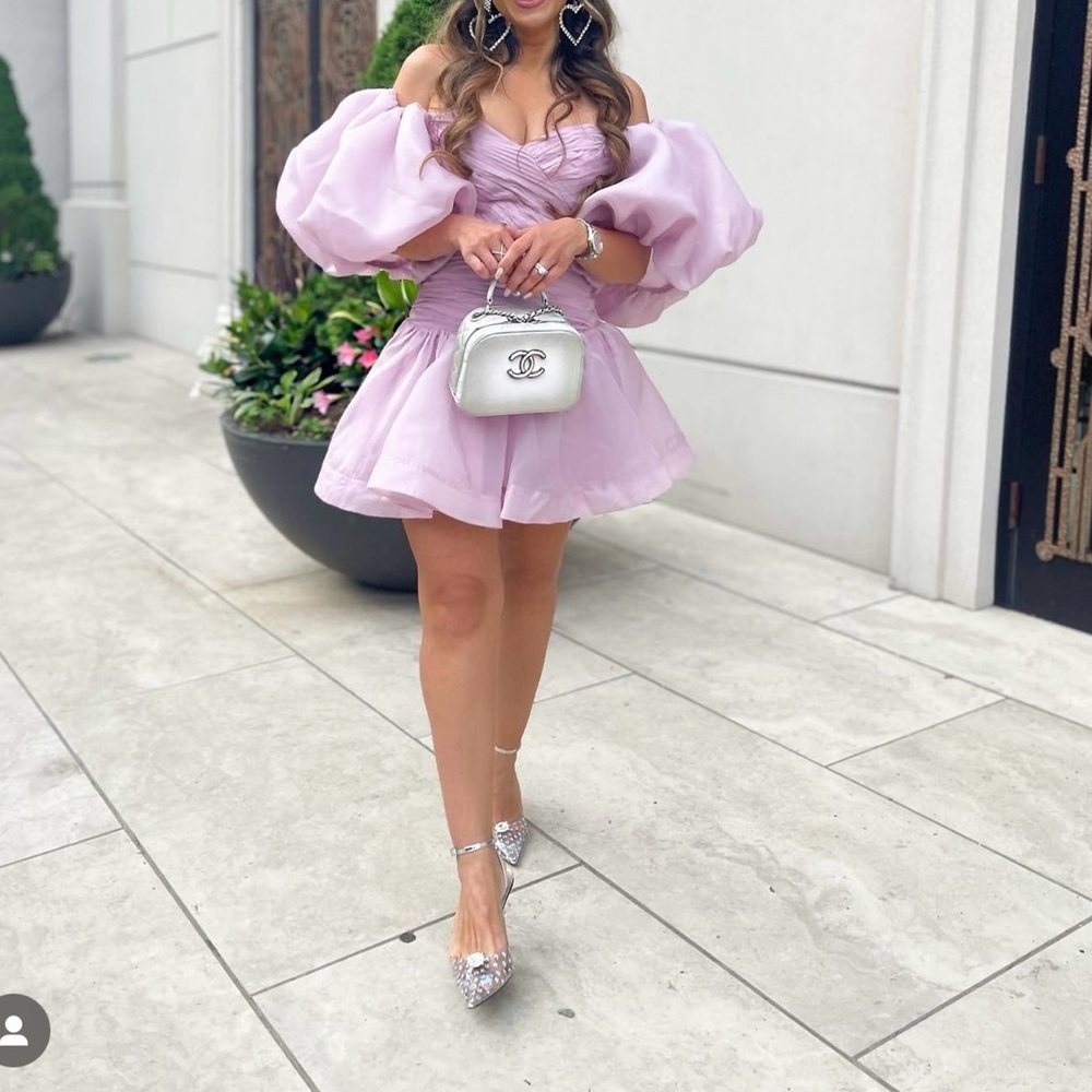 Aje sweetheart dress with puff sleeves
